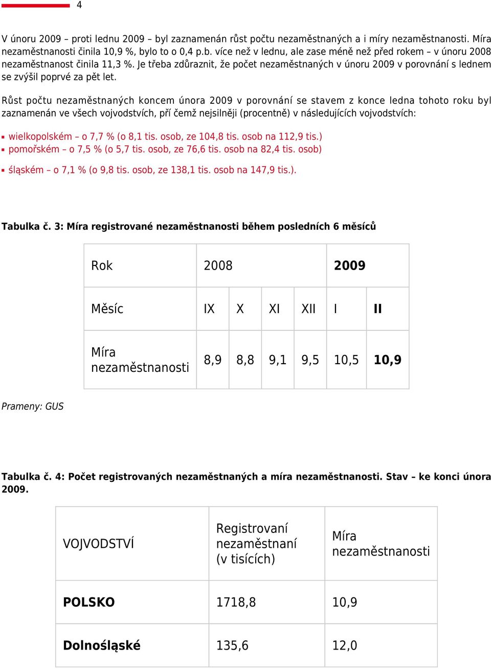 Růst počtu nezaměstnaných koncem února 2009 v porovnání se stavem z konce ledna tohoto roku byl zaznamenán ve všech vojvodstvích, pří čemž nejsilněji (procentně) v následujících vojvodstvích: