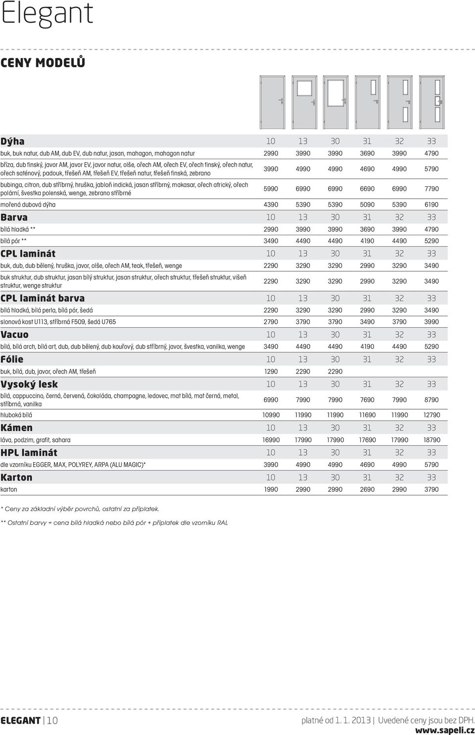 hruška, jabloň indická, jasan stříbrný, makasar, ořech africký, ořech polární, švestka polenská, wenge, zebrano stříbrné 5990 6990 6990 6690 6990 7790 mořená dubová dýha 4390 5390 5390 5090 5390 6190