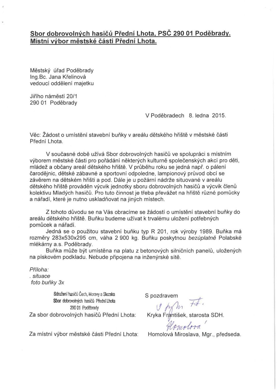 V současné době užívá Sbor dobrovolných hasičů ve spolupráci s místním výborem městské části pro pořádání některých kulturně společenských akcí pro děti, mládež a občany areál dětského hřiště.