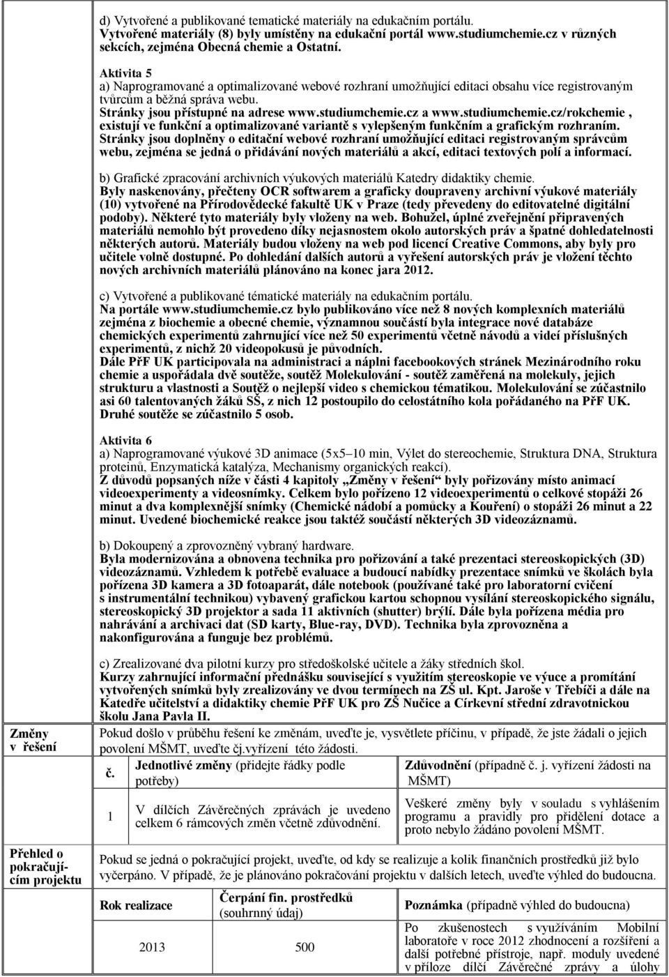 studiumchemie.cz/rokchemie, existují ve funkční a optimalizované variantě s vylepšeným funkčním a grafickým rozhraním.