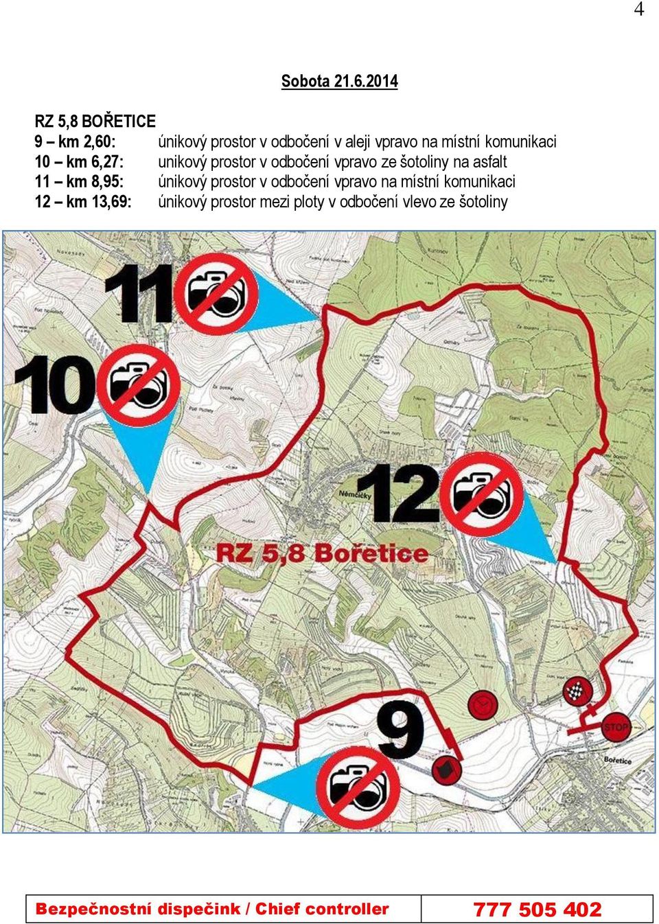 komunikaci 10 km 6,27: unikový prostor v odbočení vpravo ze šotoliny na asfalt 11 km 8,95: