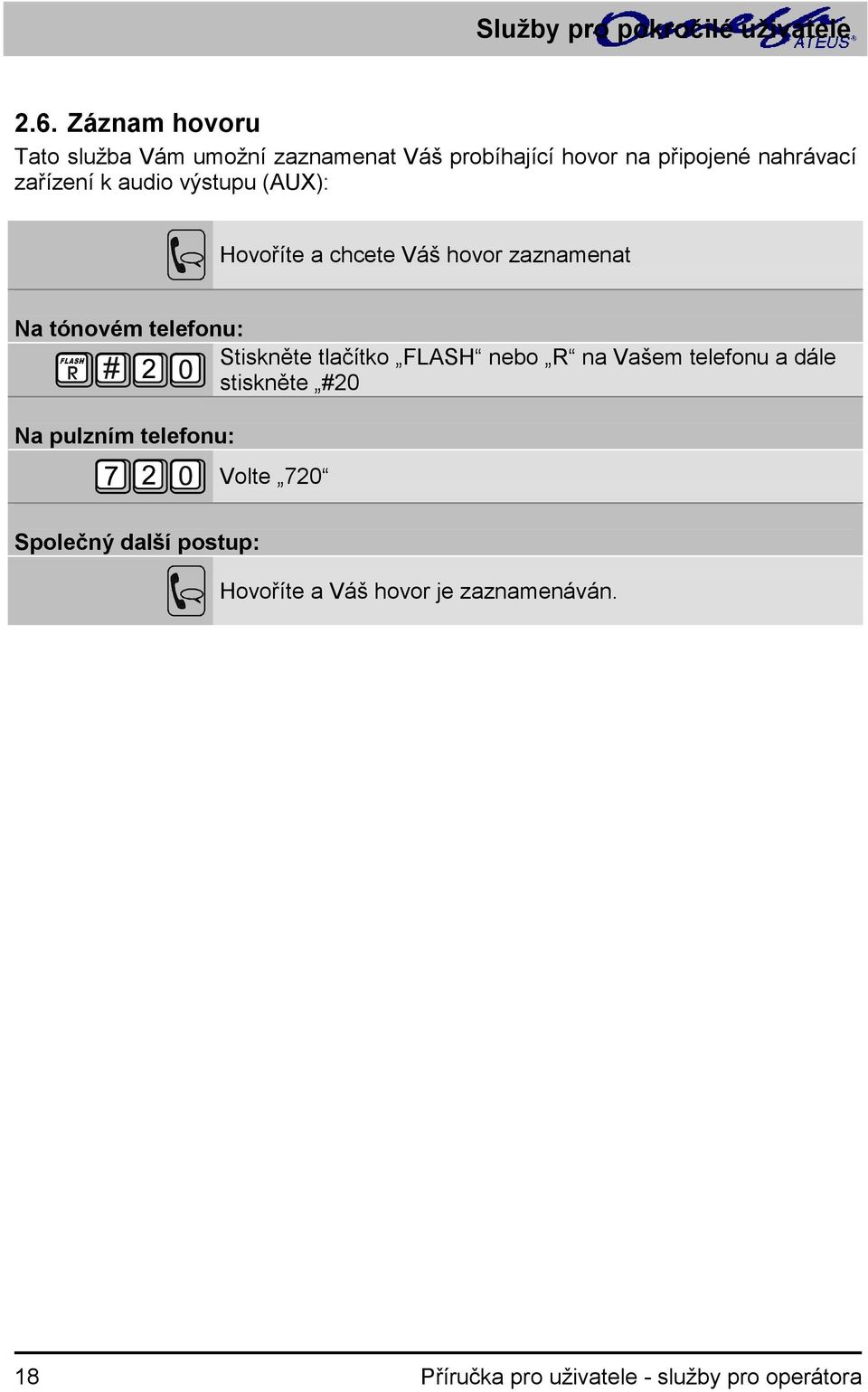 nahrávací zařízení k audio výstupu (AUX): Hovoříte a chcete Váš hovor zaznamenat Stiskněte