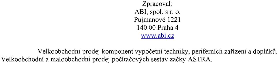 cz Velkoobchodní prodej komponent výpočetní techniky,