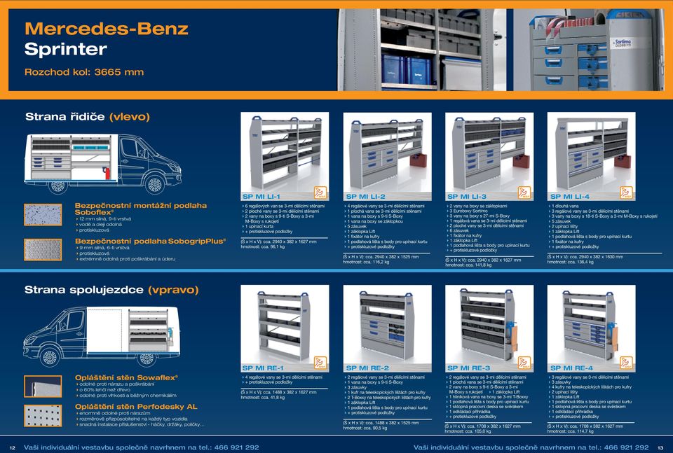 (Š x H x V): cca. 2940 x 382 x 1627 mm hmotnost: cca. 96,1 kg SP MI LI-2 SP MI LI-3 SP MI LI-4 4 regálové vany se 3-mi dělícími stěnami 1 vana na boxy s 9-ti S-Boxy 5 zásuvek (Š x H x V): cca.