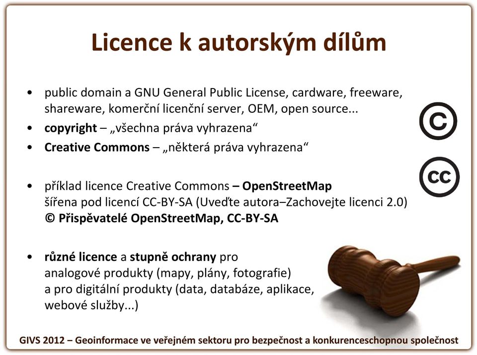 .. copyright všechna práva vyhrazena Creative Commons některá práva vyhrazena příklad licence Creative Commons OpenStreetMap