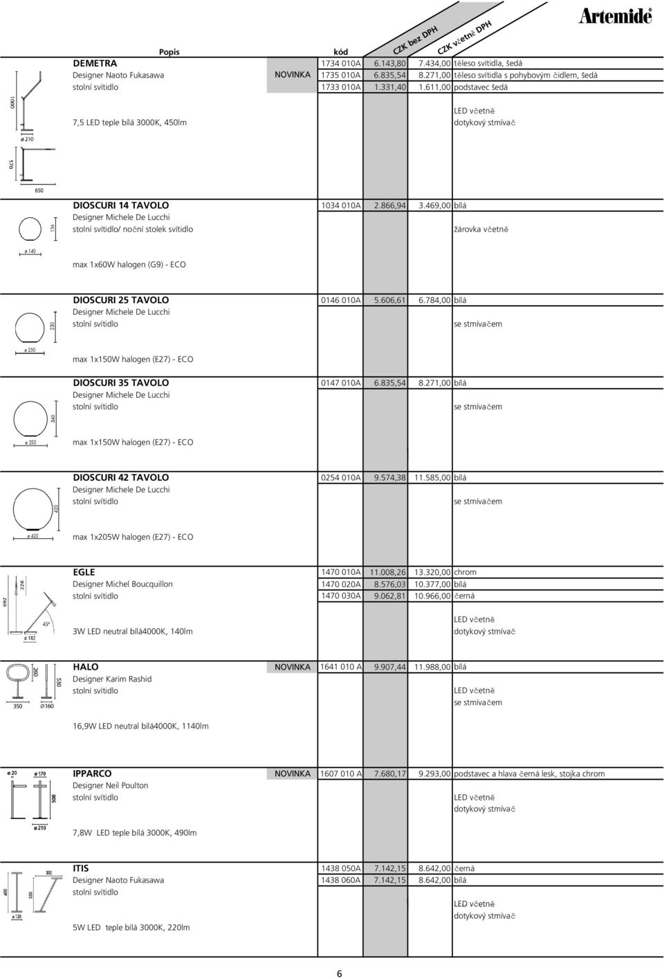 469,00 bílá Designer Michele De Lucchi / noční stolek svítidlo max 1x60W halogen (G9) - ECO DIOSCURI 25 TAVOLO 0146 010A 5.606,61 6.