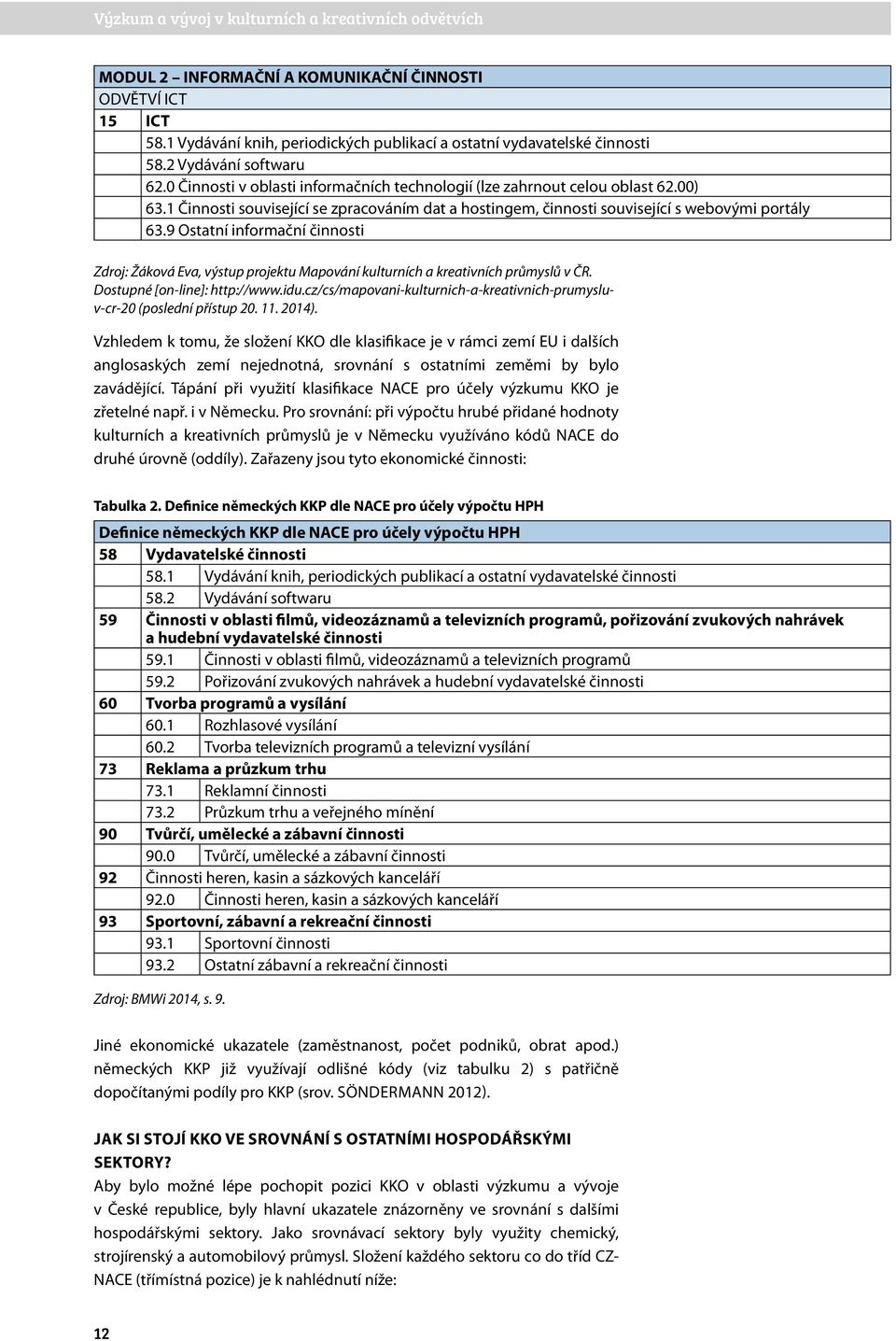 9 Ostatní informační činnosti Zdroj: Žáková Eva, výstup projektu Mapování kulturních a kreativních průmyslů v ČR. Dostupné [on-line]: http://www.idu.