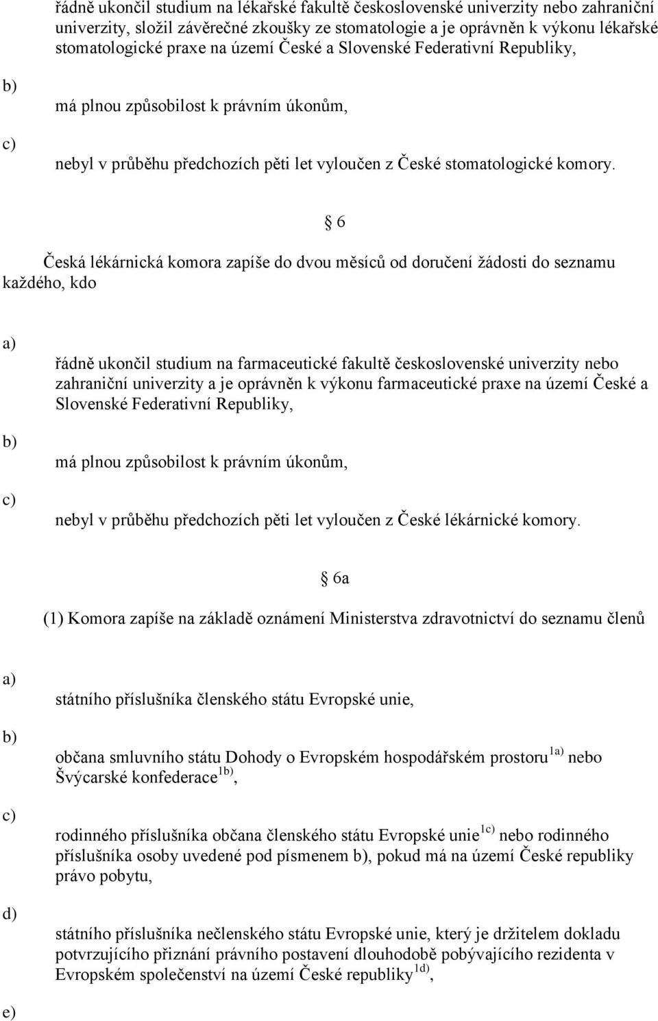 Česká lékárnická komora zapíše do dvou měsíců od doručení žádosti do seznamu každého, kdo 6 řádně ukončil studium na farmaceutické fakultě československé univerzity nebo zahraniční univerzity a je