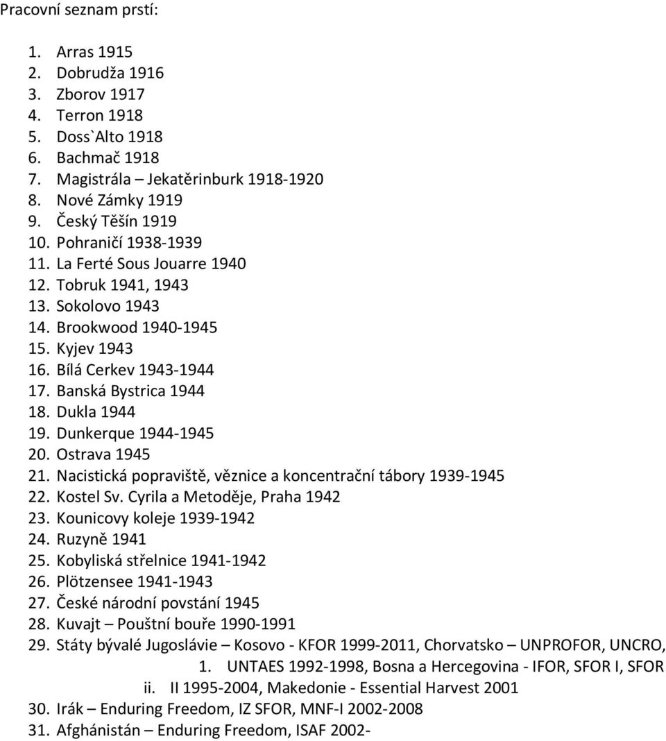 Dunkerque 1944-194 20. Ostrava 194 21. Nacistická popraviště, věznice a koncentrační tábory 1939-194 22. Kostel Sv. Cyrila a Metoděje, Praha 1942 23. Kounicovy koleje 1939-1942 24. Ruzyně 1941 2.