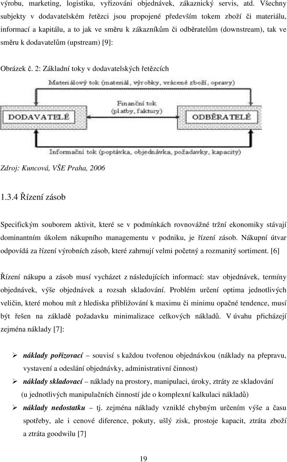 dodavatelům (upstream) [9]: Obrázek č. 2: Základní toky v dodavatelských řetězcích Zdroj: Kuncová, VŠE Praha, 2006 1.3.