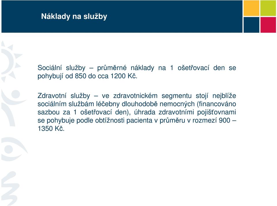 Zdravotní služby ve zdravotnickém segmentu stojí nejblíže sociálním službám léčebny