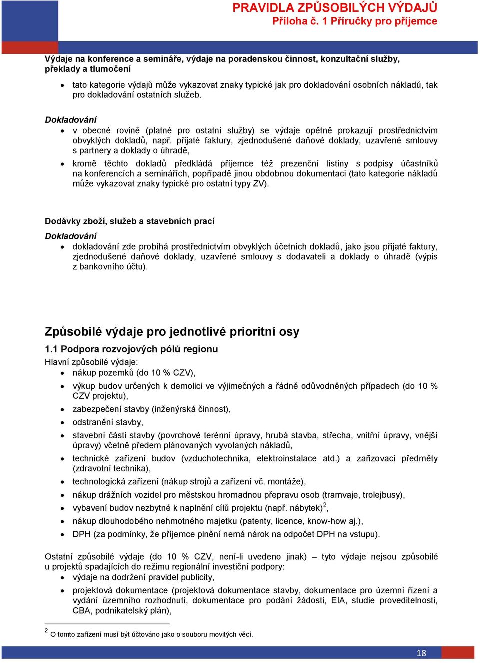 přijaté faktury, zjednodušené daňové doklady, uzavřené smlouvy s partnery a doklady o úhradě, kromě těchto dokladů předkládá příjemce též prezenční listiny s podpisy účastníků na konferencích a