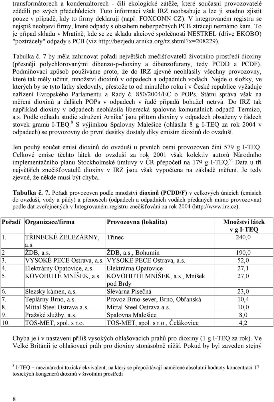 V integrovaném registru se nejspíš neobjeví firmy, které odpady s obsahem nebezpečných PCB ztrácejí neznámo kam.