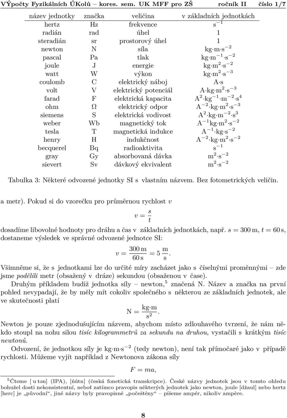 weber Wb magnetický tok A 1 2 kg m tesla T magnetická indukce 2 A 1 kg s henry H indukčnost 2 A 2 kg m becquerel Bq radioaktivita s 1 gray Gy absorbovaná dávka 2 m sievert Sv dávkový ekvivalent 2 m