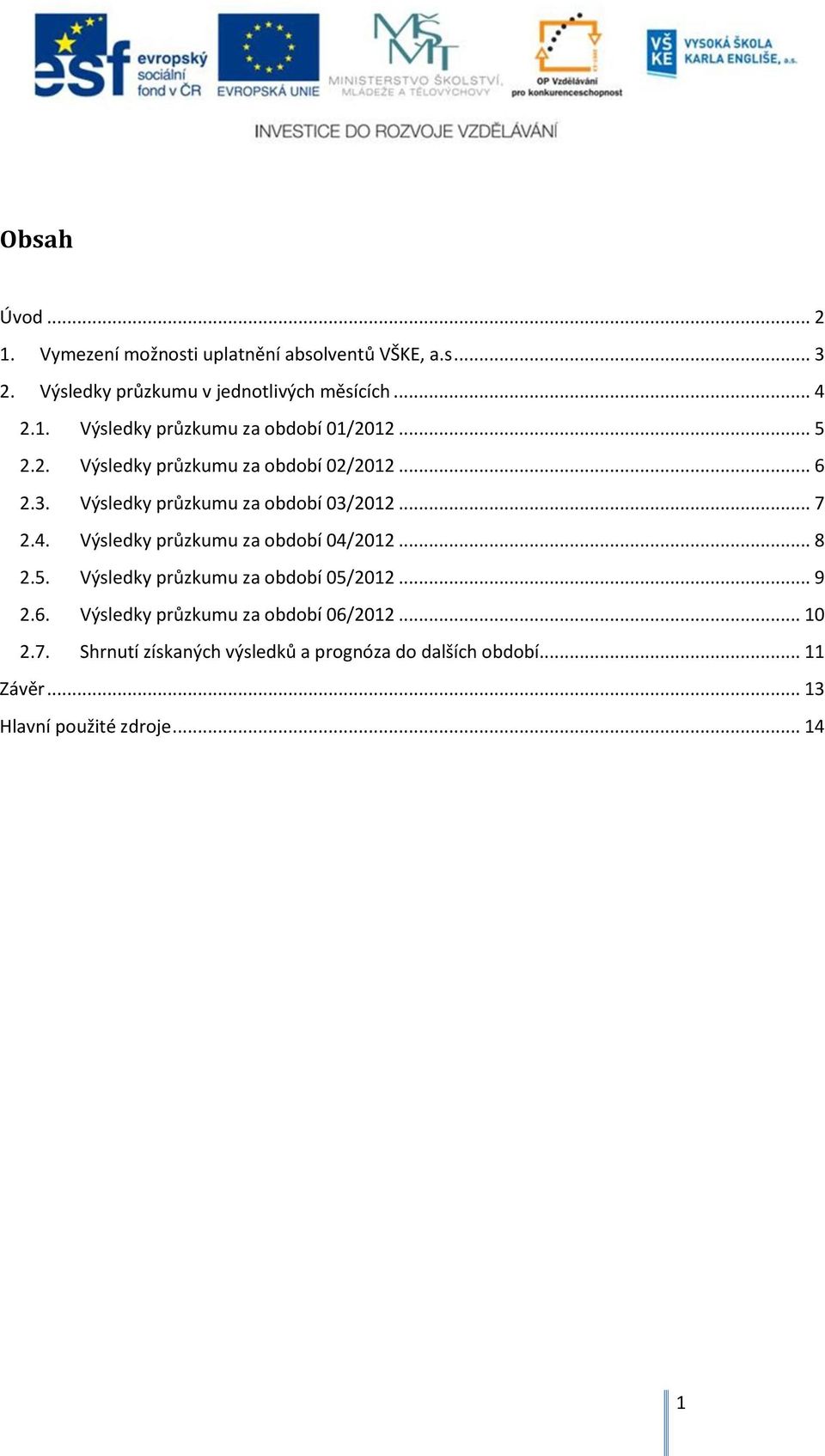 Výsledky průzkumu za období 04/2012... 8 2.5. Výsledky průzkumu za období 05/2012... 9 2.6.