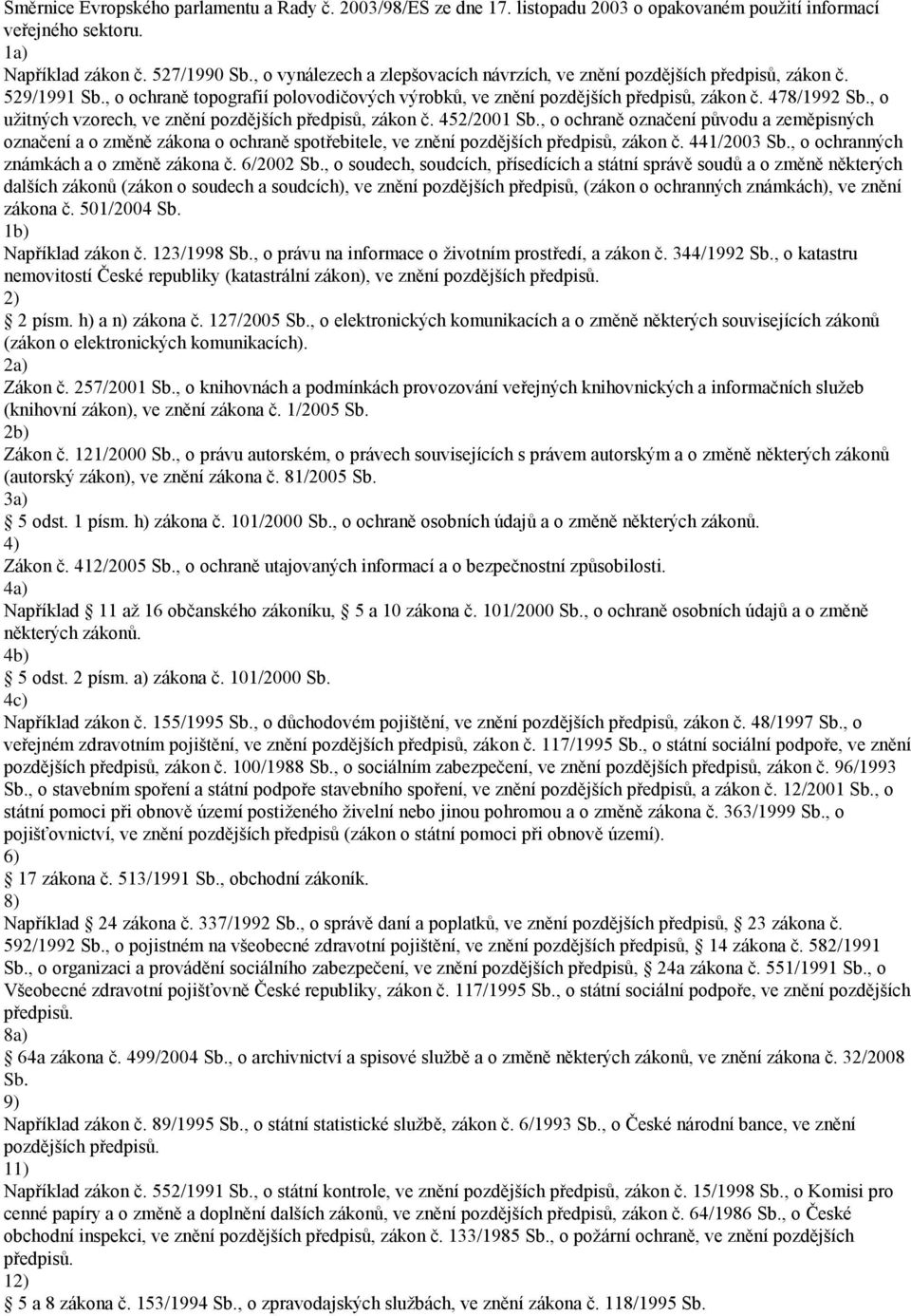 , o užitných vzorech, ve znění pozdějších předpisů, zákon č. 452/2001 Sb.