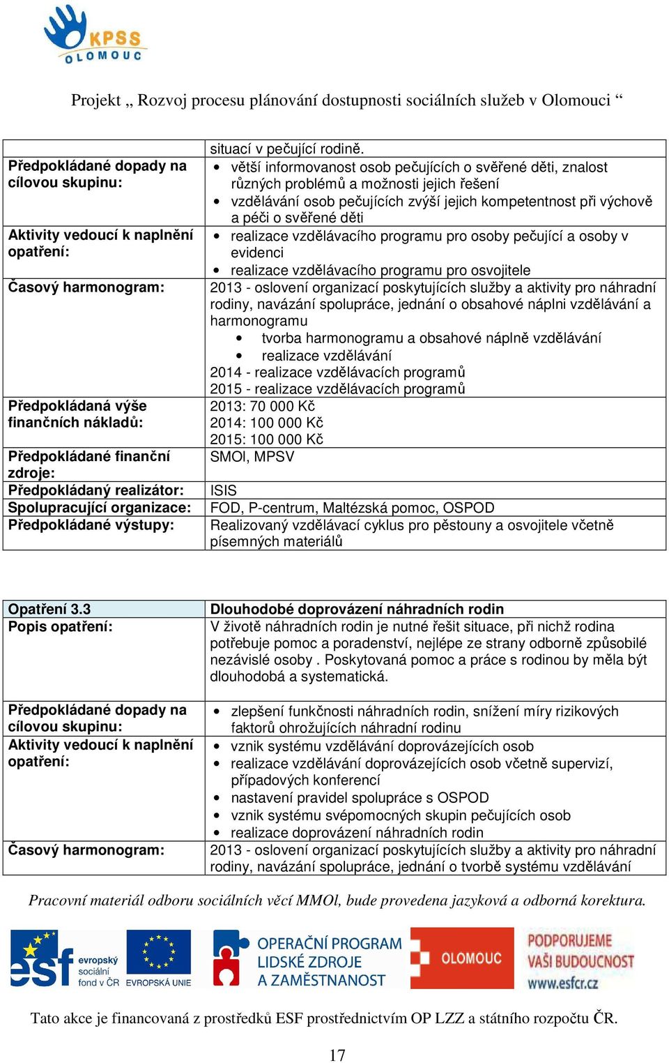 vzdělávacího programu pro osoby pečující a osoby v evidenci realizace vzdělávacího programu pro osvojitele 2013 - oslovení organizací poskytujících služby a aktivity pro náhradní rodiny, navázání