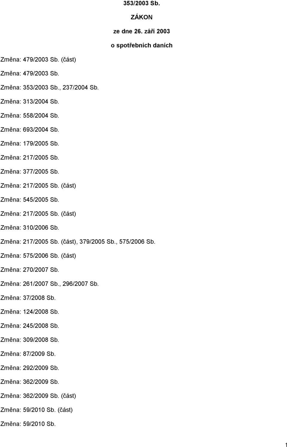 Změna: 217/2005 Sb. (část), 379/2005 Sb., 575/2006 Sb. Změna: 575/2006 Sb. (část) Změna: 270/2007 Sb. Změna: 261/2007 Sb., 296/2007 Sb. Změna: 37/2008 Sb. Změna: 124/2008 Sb.