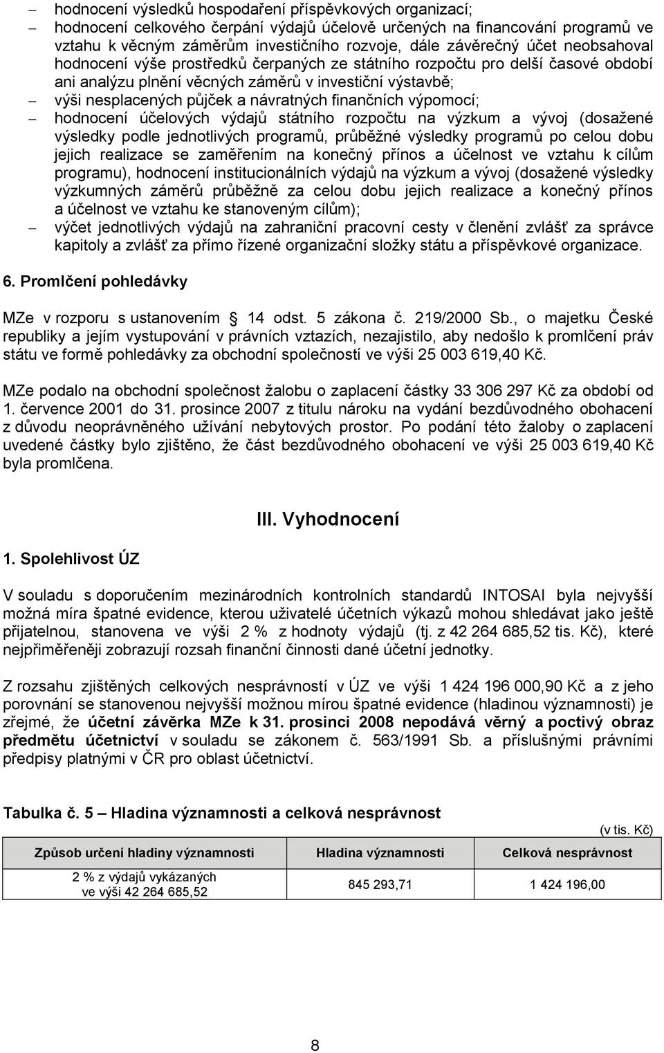 finančních výpomocí; hodnocení účelových výdajů státního rozpočtu na výzkum a vývoj (dosažené výsledky podle jednotlivých programů, průběžné výsledky programů po celou dobu jejich realizace se