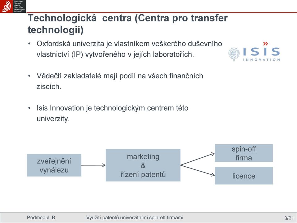 Vědečtí zakladatelé mají podíl na všech finančních ziscích.