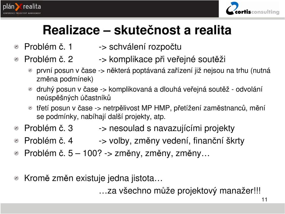 posun v čase -> komplikovaná a dlouhá veřejná soutěž - odvolání neúspěšných účastníků třetí posun v čase -> netrpělivost MP HMP, přetížení zaměstnanců, mění