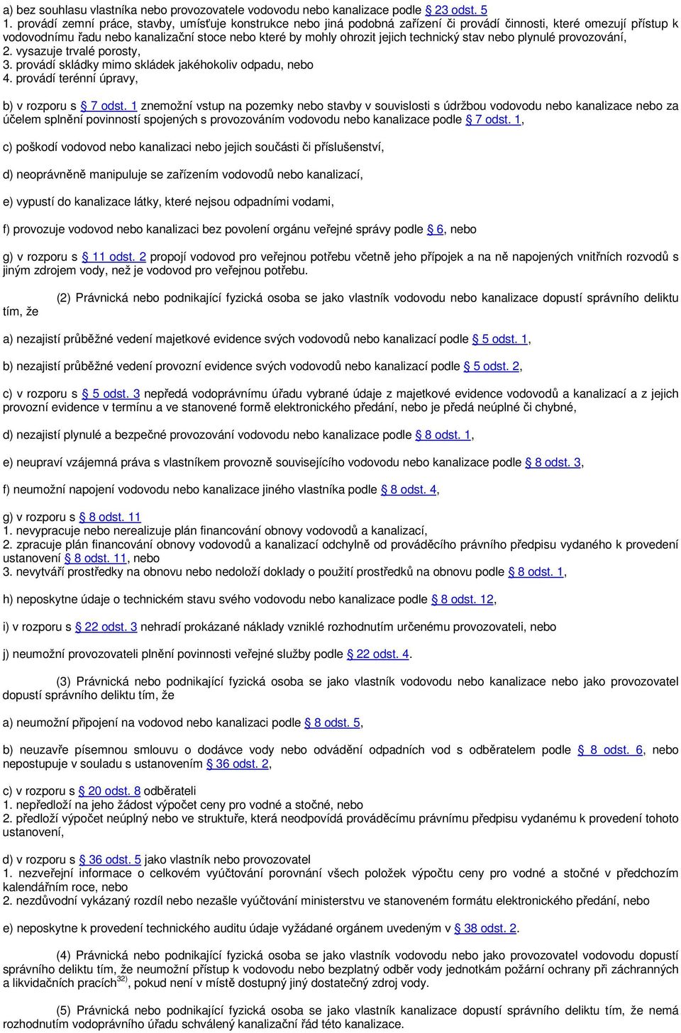 technický stav nebo plynulé provozování, 2. vysazuje trvalé porosty, 3. provádí skládky mimo skládek jakéhokoliv odpadu, nebo 4. provádí terénní úpravy, b) v rozporu s 7 odst.