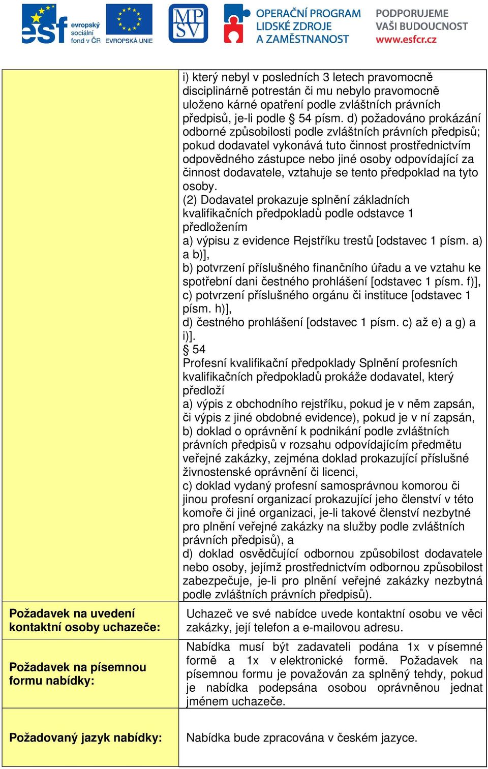 d) požadováno prokázání odborné způsobilosti podle zvláštních právních předpisů; pokud dodavatel vykonává tuto činnost prostřednictvím odpovědného zástupce nebo jiné osoby odpovídající za činnost