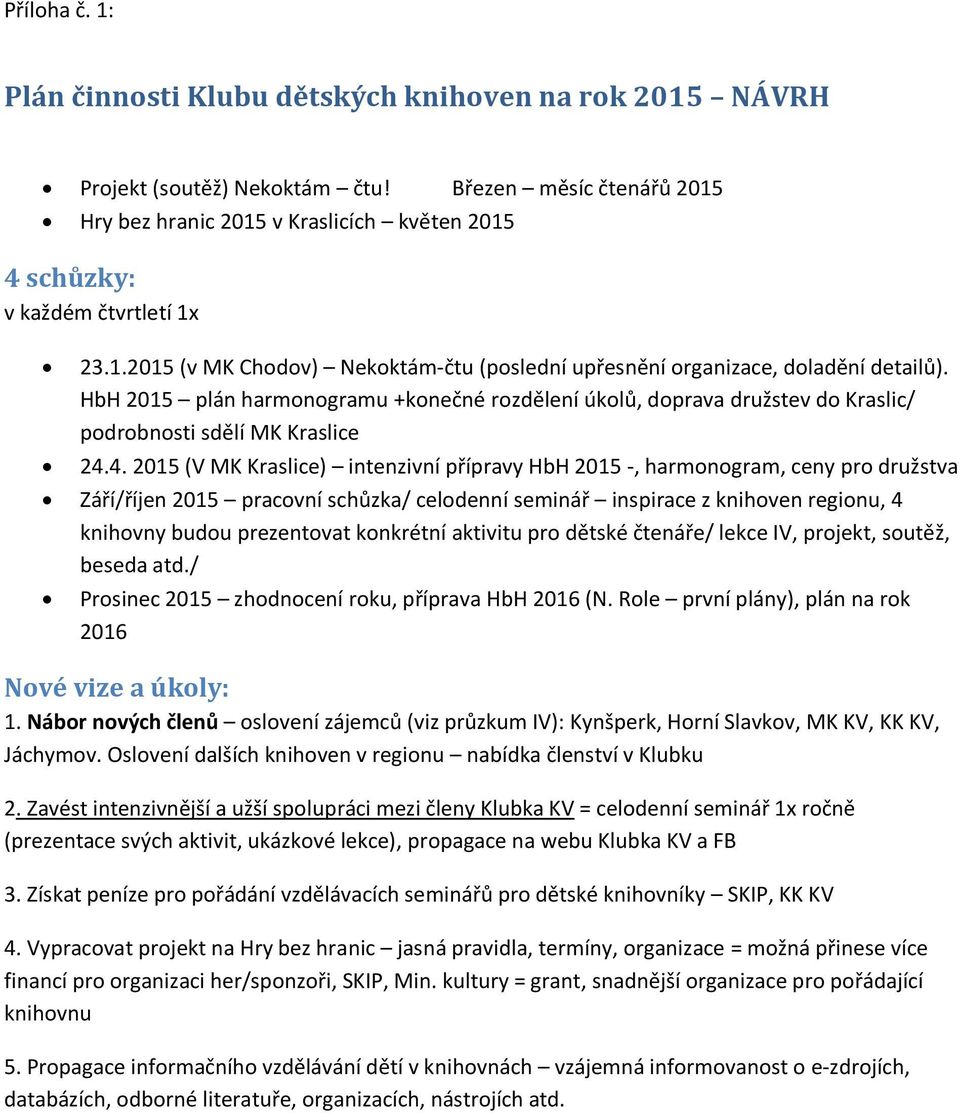 HbH 2015 plán harmonogramu +konečné rozdělení úkolů, doprava družstev do Kraslic/ podrobnosti sdělí MK Kraslice 24.