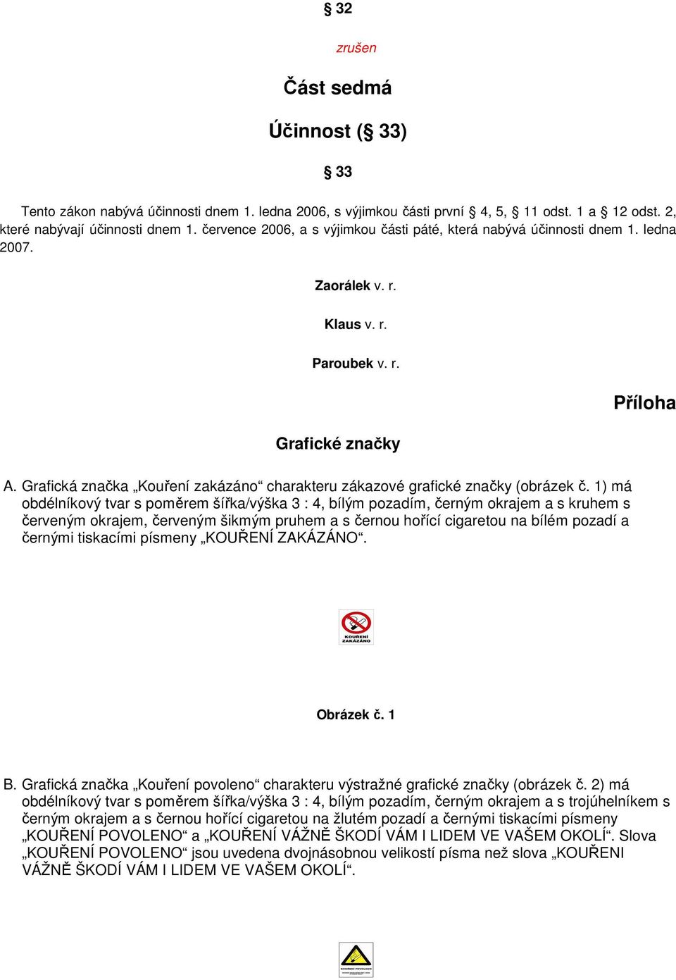 Grafická značka Kouření zakázáno charakteru zákazové grafické značky (obrázek č.