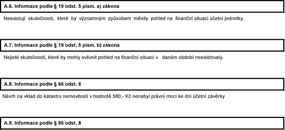 7. Informace podle 19 odst. 5 písm.