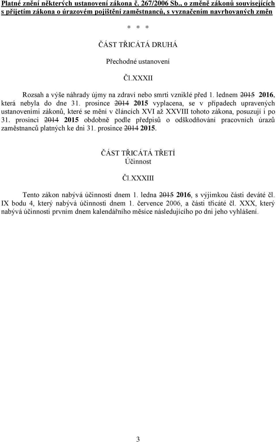 XXXII Rozsah a výše náhrady újmy na zdraví nebo smrti vzniklé před 1. lednem 2015 2016, která nebyla do dne 31.