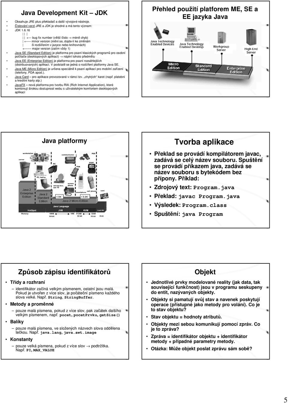 Edition) je platforma pro psaní klasických programů pro osobní počítače (desktopových aplikací) náplní tohoto předmětu Java EE (Enterprise Edition) je platforma pro psaní rozsáhlejších