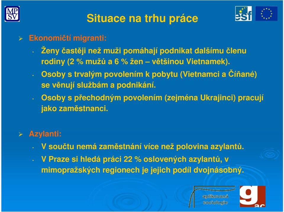 Osoby s přechodným povolením (zejména Ukrajinci) pracují jako zaměstnanci.