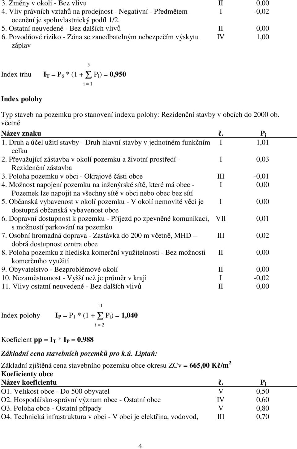 Rezidenční stavby v obcích do 2000 ob. včetně Název znaku č. P i 1. Druh a účel užití stavby - Druh hlavní stavby v jednotném funkčním I 1,01 celku 2.