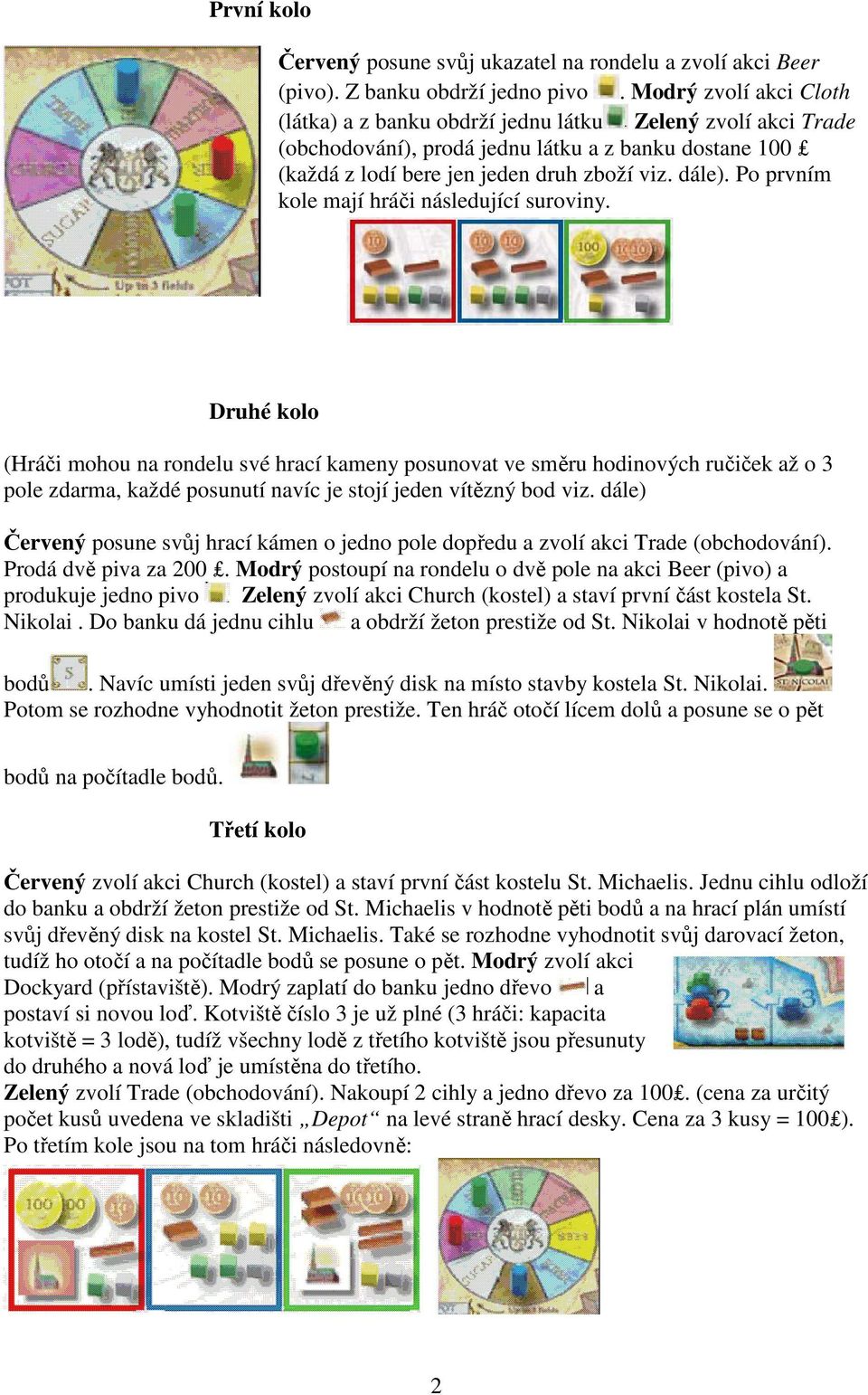 Po prvním kole mají hráči následující suroviny.