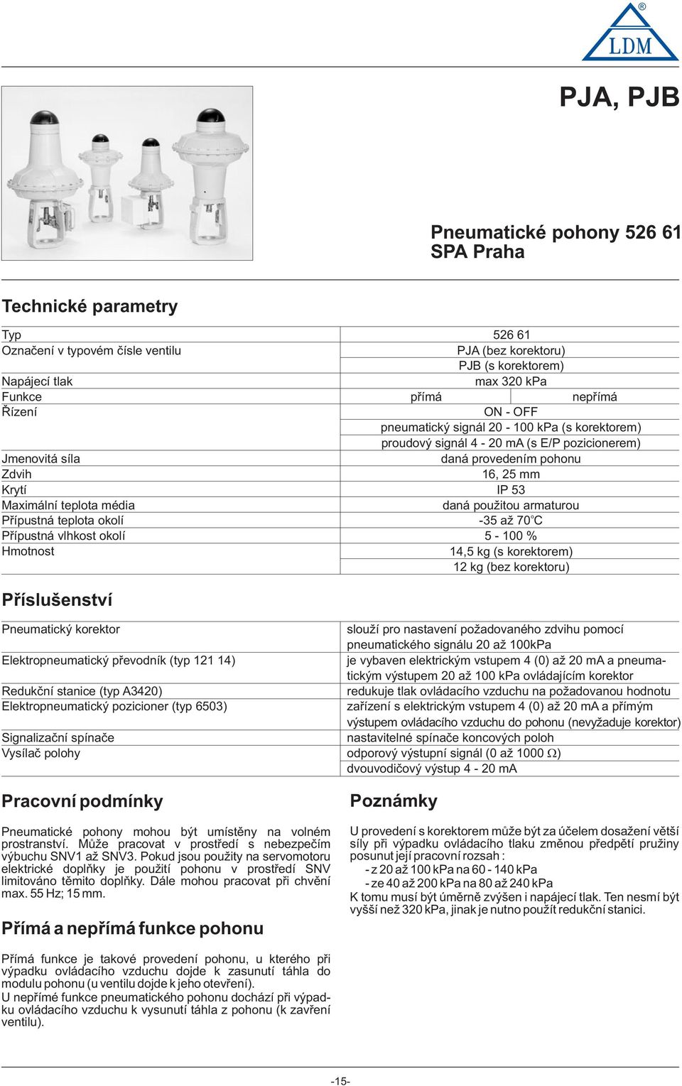 6, 5 mm IP 5 daná pužitu armaturu -5 až 70 C 5-00 % 4,5 kg (s krektrem) kg (bez krektru) Příslušenství Pneumatický krektr služí pr nastavení pžadvanéh zdvihu pmcí pneumatickéh signálu 0 až 00kPa