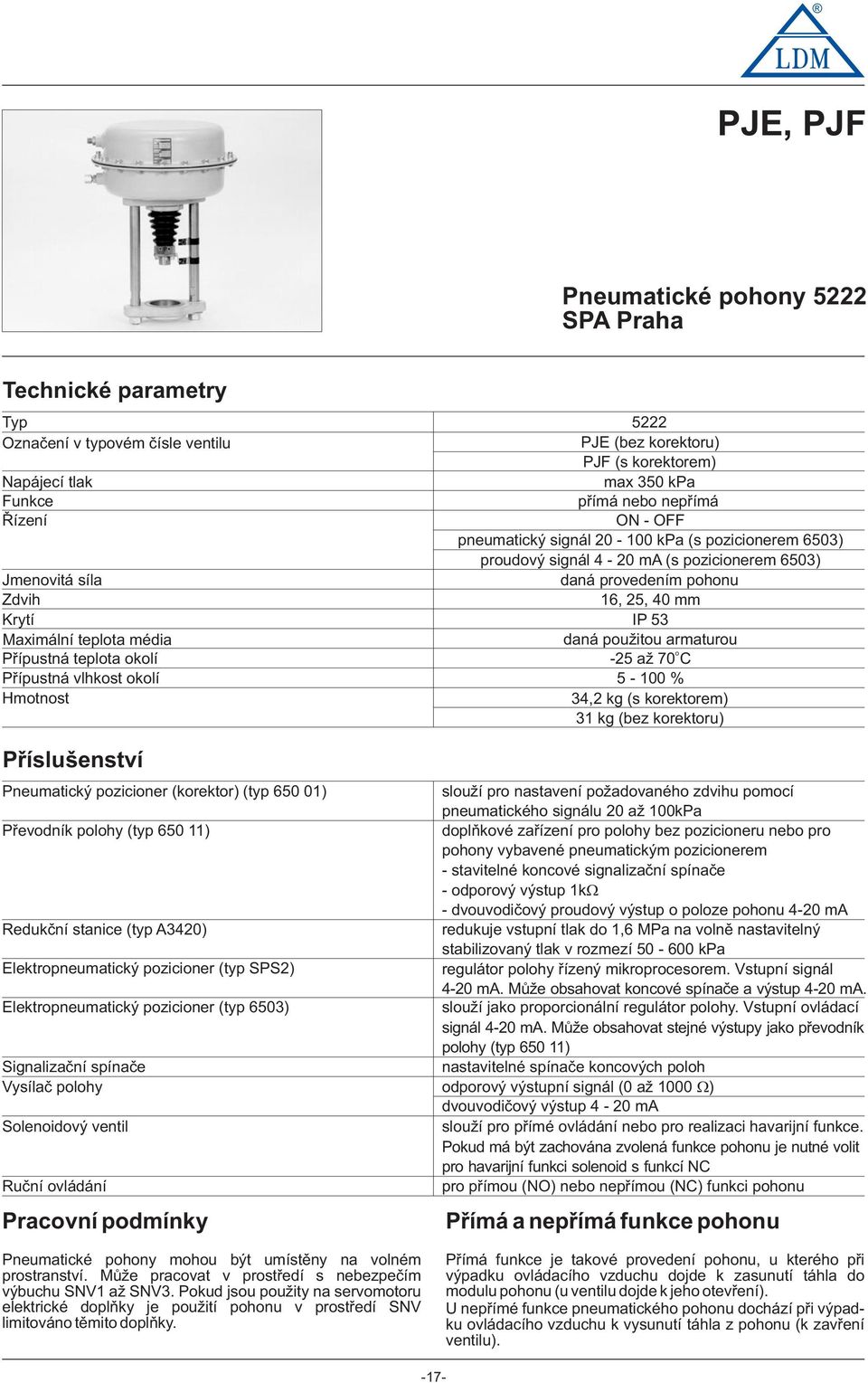 prvedením phnu 6, 5, mm IP 5 daná pužitu armaturu -5 až 70 C 5-00 % 4, kg (s krektrem) kg (bez krektru) Pneumatický pziciner (krektr) (typ 0 0) služí pr nastavení pžadvanéh zdvihu pmcí pneumatickéh