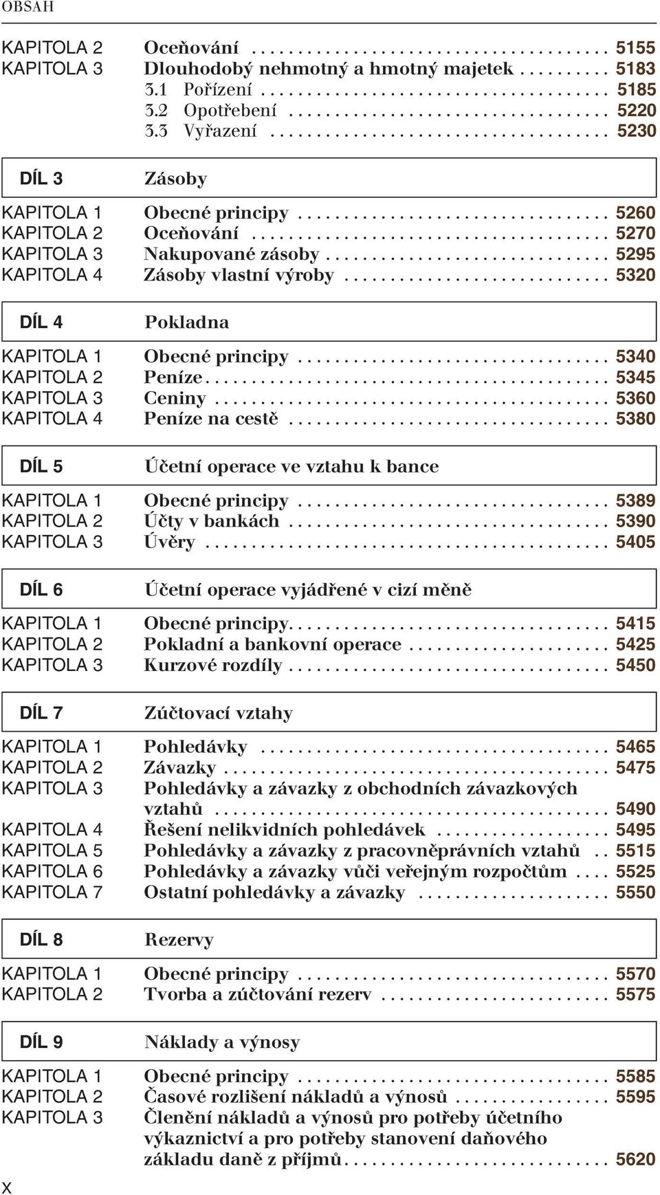 .. 5345 KAPITOLA 3 Ceniny... 5360 KAPITOLA 4 Peníze na cestě... 5380 Účetní operace ve vztahu k bance KAPITOLA 1 Obecné principy... 5389 KAPITOLA 2 Účty v bankách... 5390 KAPITOLA 3 Úvěry.