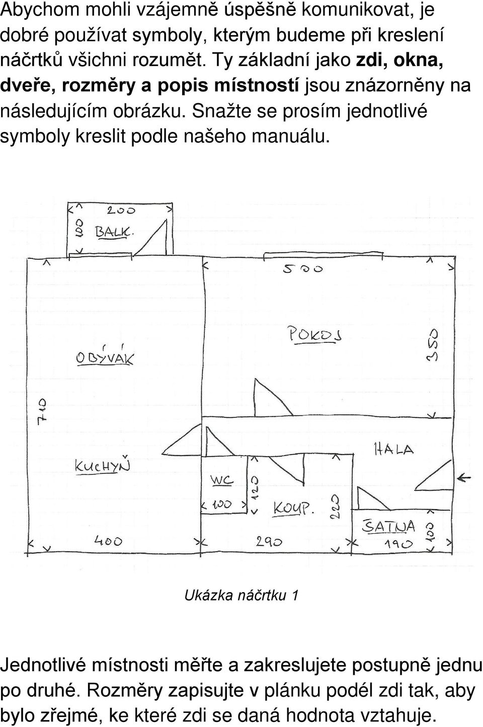 Snažte se prosím jednotlivé symboly kreslit podle našeho manuálu.