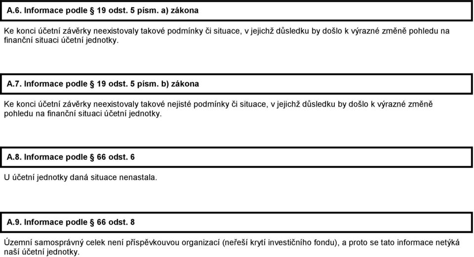 7. Informace podle 19 odst. 5 písm.
