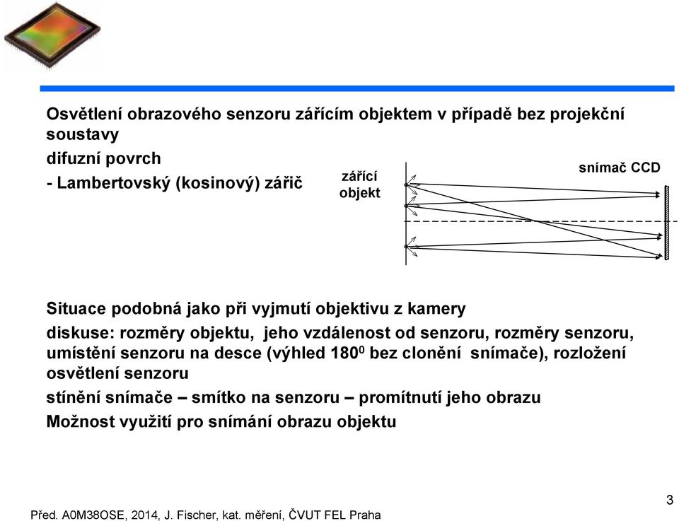 objektu, jeho vzdálenost od senzoru, rozměry senzoru, umístění senzoru n desce (výhled 180 0 bez clonění