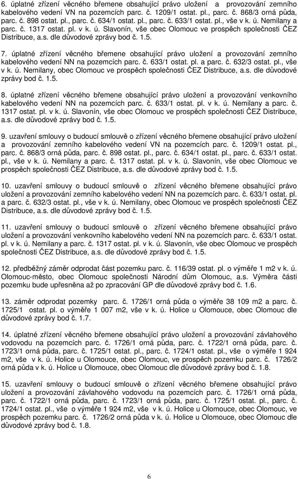 úplatné zřízení věcného břemene obsahující právo uložení a provozování zemního kabelového vedení NN na pozemcích parc. č. 633/1 ostat. pl. a parc. č. 632/3 ostat. pl., vše v k. ú.