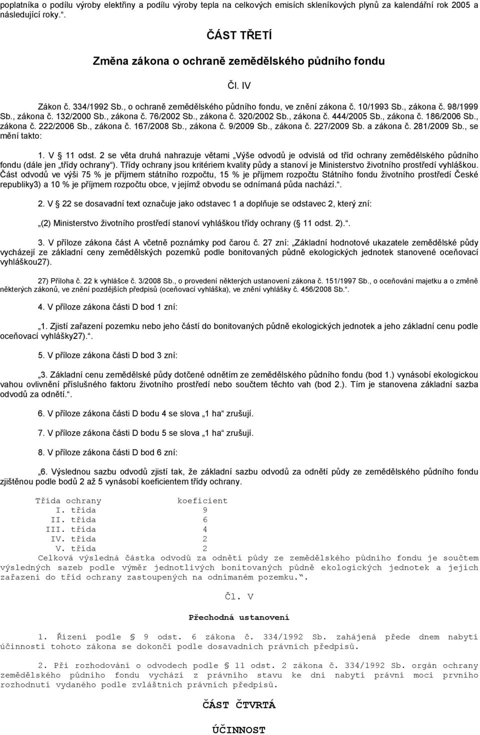 , zákona č. 76/2002 Sb., zákona č. 320/2002 Sb., zákona č. 444/2005 Sb., zákona č. 186/2006 Sb., zákona č. 222/2006 Sb., zákona č. 167/2008 Sb., zákona č. 9/2009 Sb., zákona č. 227/2009 Sb.