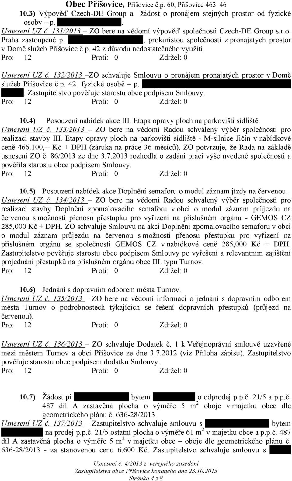 132/2013 ZO schvaluje Smlouvu o pronájem pronajatých prostor v Domě služeb Příšovice č.p. 42 fyzické osobě p. Miroslava Švambery, bytem Diamantová 1908, Turnov.