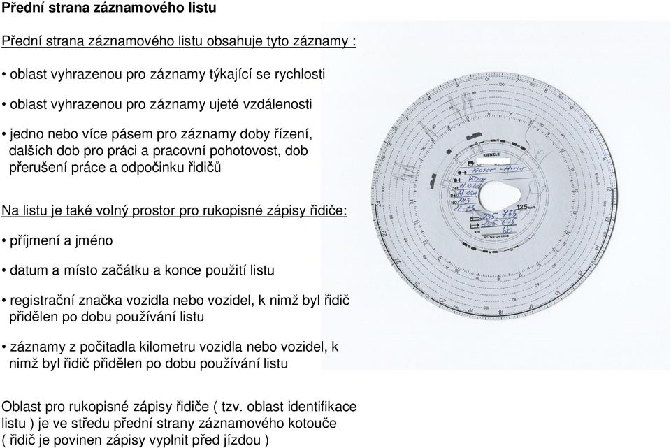 jméno datum a místo za átku a konce použití listu registra ní zna ka vozidla nebo vozidel, k nimž byl idi id len po dobu používání listu záznamy z po itadla kilometru vozidla nebo vozidel, k