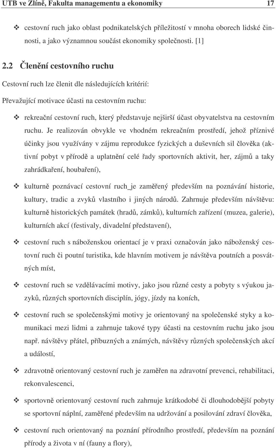 cestovním ruchu.