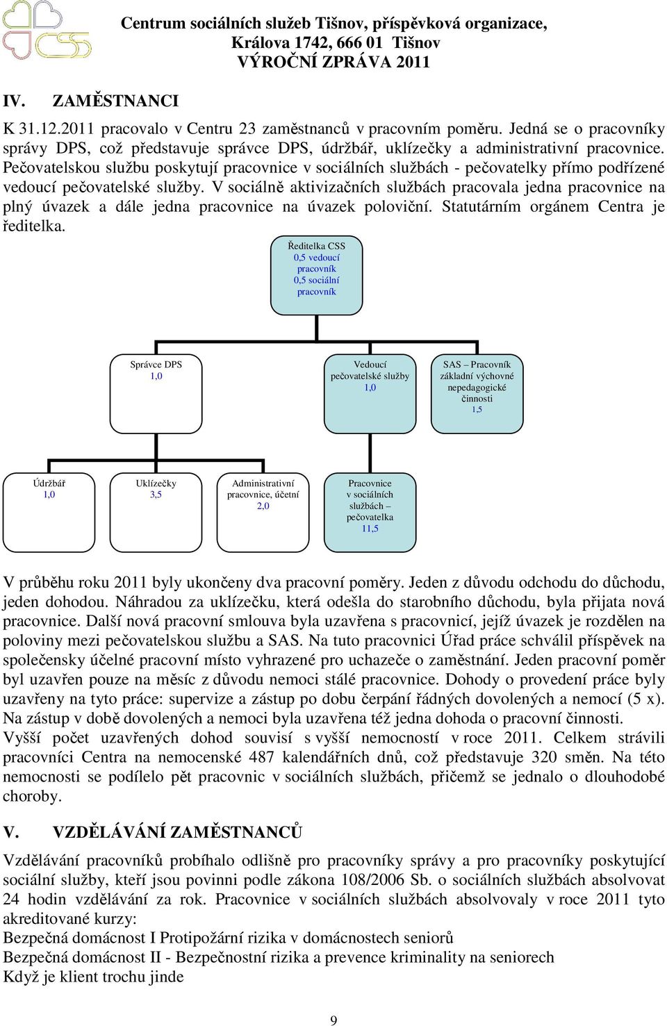 Pečovatelskou službu poskytují pracovnice v sociálních službách - pečovatelky přímo podřízené vedoucí pečovatelské služby.