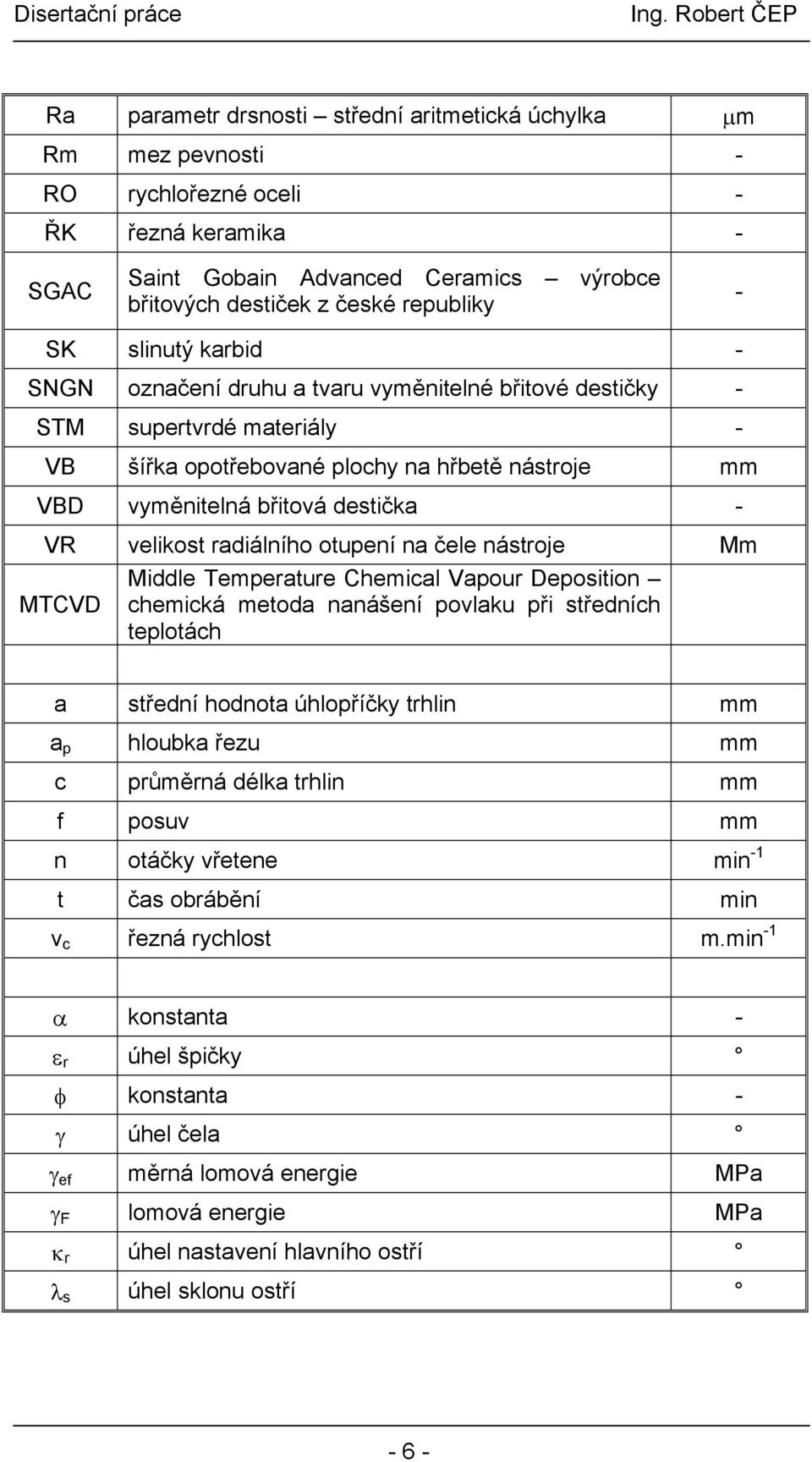 velikost radiálního otupení na čele nástroje Mm MTCVD Middle Temperature Chemical Vapour Deposition chemická metoda nanášení povlaku při středních teplotách a střední hodnota úhlopříčky trhlin mm a p