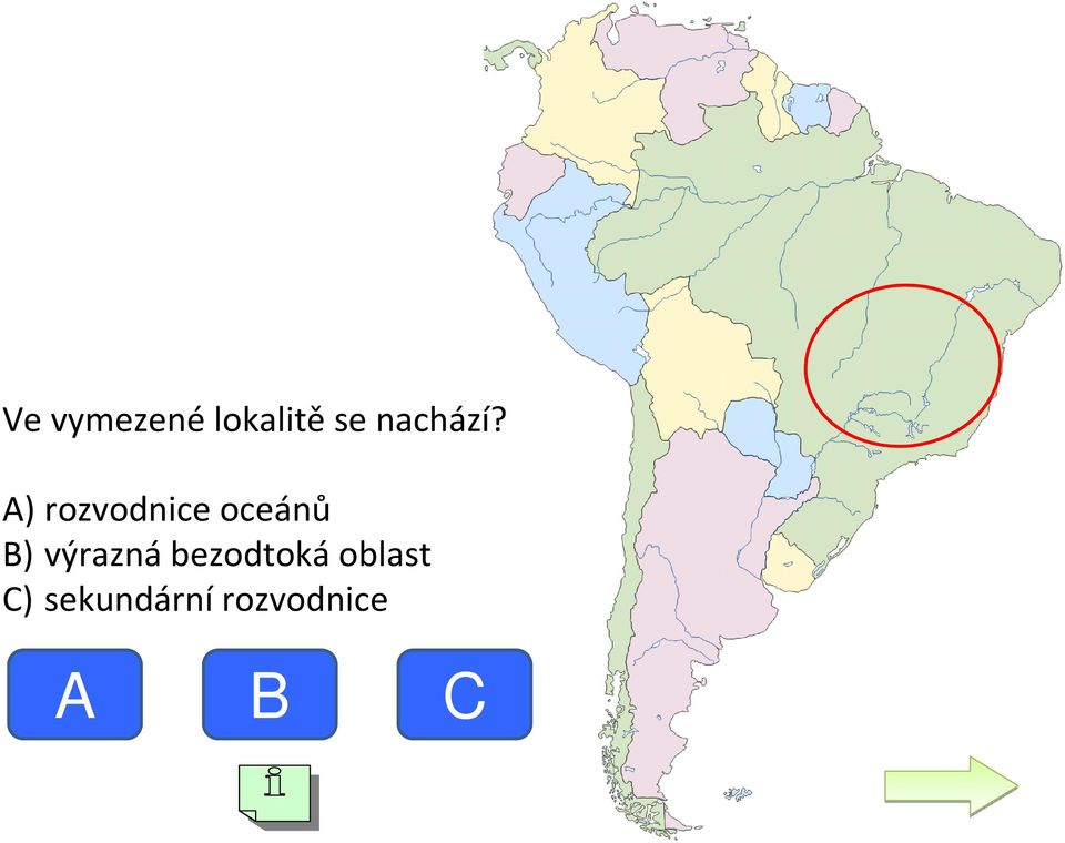 A) rozvodnice oceánů B)