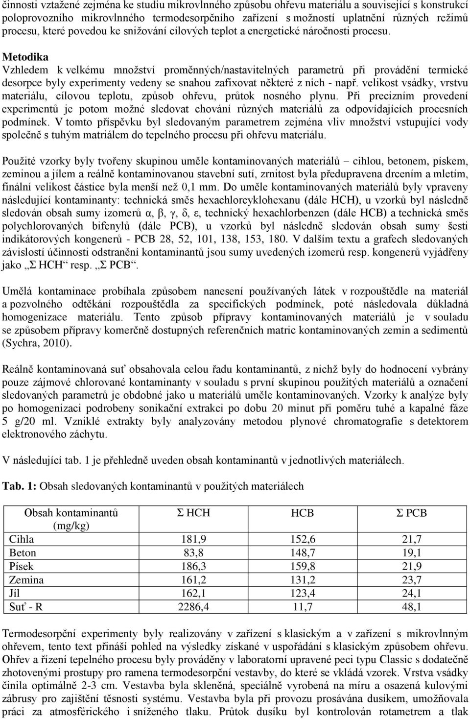 Metodika Vzhledem k velkému množství proměnných/nastavitelných parametrů při provádění termické desorpce byly experimenty vedeny se snahou zafixovat některé z nich - např.